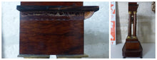 Load image into Gallery viewer, Antique French Marquetry Inlay Portico Clock 19TH Paris movement Columns Bronze
