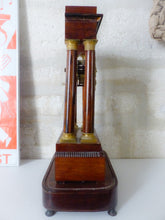 Load image into Gallery viewer, Antique French Marquetry Inlay Portico Clock 19TH Paris movement Columns Bronze
