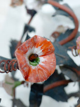 Load image into Gallery viewer, Gorgeous French Antique Cage Chandelier Porcelain Flower Green Tole Foliage 1930
