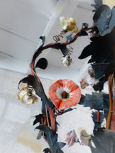 Load image into Gallery viewer, Gorgeous French Antique Cage Chandelier Porcelain Flower Green Tole Foliage 1930

