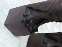 Load image into Gallery viewer, 19TH Pair Antique French Carved Wood Gothic Chimera Wall Light Sconce Gargoye
