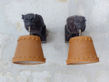 Load image into Gallery viewer, 19TH Pair Antique French Carved Wood Gothic Chimera Wall Light Sconce Gargoye
