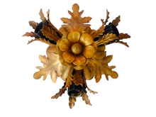 Load image into Gallery viewer, BANCI 1980 Murano Ceiling Wall Light Gilded Tole Chandelier BAGUES Foliage 3lgts
