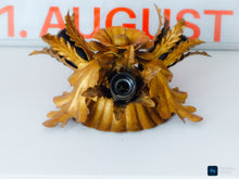 Load image into Gallery viewer, BANCI 1980 Murano Ceiling Wall Light Gilded Tole Chandelier BAGUES Foliage 3lgts
