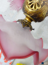 Load image into Gallery viewer, 19TH Gorgeous French Gothic Chimera Dragon Gilded Chandelier Antique Pink Shades

