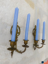 Load image into Gallery viewer, Antique PAIR French Empire Wall Light Sconce Brass Bronze 1900 Face Candlestick
