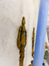 Load image into Gallery viewer, Antique PAIR French Empire Wall Light Sconce Brass Bronze 1900 Face Candlestick
