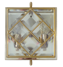 Load image into Gallery viewer, Gorgeous Gilt Mid Century 1970 Ceiling Wall Light Beveled Glass Chandelier 9"
