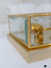 Load image into Gallery viewer, Gorgeous Gilt Mid Century 1970 Ceiling Wall Light Beveled Glass Chandelier 9"
