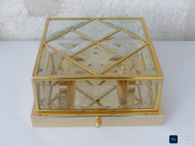 Load image into Gallery viewer, Gorgeous Gilt Mid Century 1970 Ceiling Wall Light Beveled Glass Chandelier 9"

