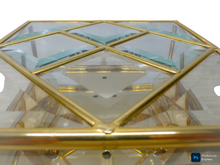 Load image into Gallery viewer, Gorgeous Gilt Mid Century 1970 Ceiling Wall Light Beveled Glass Chandelier 9"
