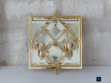 Load image into Gallery viewer, Gorgeous Gilt Mid Century 1970 Ceiling Wall Light Beveled Glass Chandelier 9"
