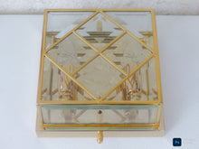 Load image into Gallery viewer, Gorgeous Gilt Mid Century 1970 Ceiling Wall Light Beveled Glass Chandelier 9"
