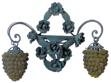 Load image into Gallery viewer, Antique 1920s Ventian Gorgeous Grape &amp; Flower Wall Light Sconce Roses Rare
