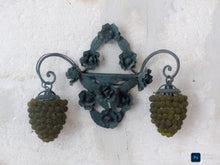 Load image into Gallery viewer, Antique 1920s Ventian Gorgeous Grape &amp; Flower Wall Light Sconce Roses Rare
