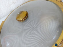 Load image into Gallery viewer, Gorgeous PAIR Vintage French Empire Ceiling Gilded Bronze Glass 1950s HOLOPHANE
