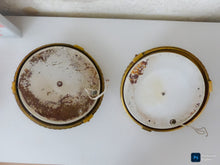 Load image into Gallery viewer, Gorgeous PAIR Vintage French Empire Ceiling Gilded Bronze Glass 1950s HOLOPHANE
