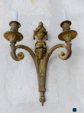 Load image into Gallery viewer, XL Large Antique PAIR French Gilt Bronze RAM 19TH Wall Light Sconce Louis XVI
