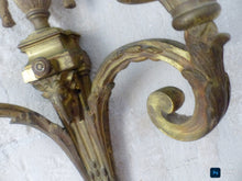 Load image into Gallery viewer, XL Large Antique PAIR French Gilt Bronze RAM 19TH Wall Light Sconce Louis XVI
