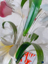 Load image into Gallery viewer, 60's Charming Florentine Chandelier Enameled Metal Tole Flowers Italian Ceiling3

