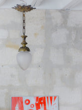 Load image into Gallery viewer, Antique French Ceiling 19TH Chandelier Gilded Bronze Brass Cut Glass Shade
