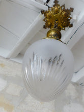 Load image into Gallery viewer, Antique French Ceiling 19TH Chandelier Gilded Bronze Brass Cut Glass Shade
