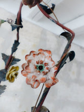 Load image into Gallery viewer, Rare French Antique Louis XVI Lantern Chandelier Porcelain Flowers Foliage 1930

