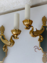 Load image into Gallery viewer, Vintage PAIR French Empire Wall Light Sconce RARE 2 Light Swans Bronze 1950 #2
