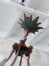 Load image into Gallery viewer, Rare French Antique Louis XVI Lantern Chandelier Porcelain Flowers Foliage 1930
