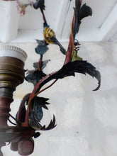 Load image into Gallery viewer, Rare French Antique Louis XVI Lantern Chandelier Porcelain Flowers Foliage 1930
