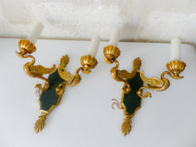Load image into Gallery viewer, Vintage PAIR French Empire Wall Light Sconce RARE 2 Light Swans Bronze 1950 #2

