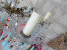 Load image into Gallery viewer, 1950 Vintage Venetian Chandelier Aqua Blue Opaline Drops MURANO 6 lights Ceiling
