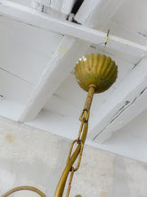 Load image into Gallery viewer, Vintage Chandelier Deep Blue Drops Glass Prisms Beads Italian Gilded 1950
