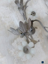 Load image into Gallery viewer, MURANO 1980 Vintage PAIR Wall Light White Opaline Drops Flowers Bead Chandelier
