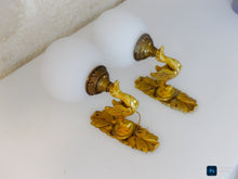Load image into Gallery viewer, Antique PAIR French Empire Wall Light Opaline Shades Swan Bronze 1920 PETITOT
