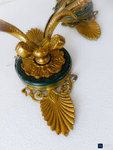 Load image into Gallery viewer, Antique PAIR French Empire Wall Light Sconce 2 Lights Palm Gilded Bronze 1930

