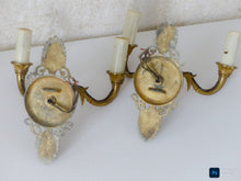 Load image into Gallery viewer, Antique PAIR French Empire Wall Light Sconce 2 Lights Palm Gilded Bronze 1930

