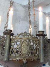 Load image into Gallery viewer, Gorgeous Antique French Crown Sanctuary Church Chandelier Ceiling Religious 19TH
