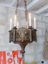 Load image into Gallery viewer, Gorgeous Antique French Crown Sanctuary Church Chandelier Ceiling Religious 19TH
