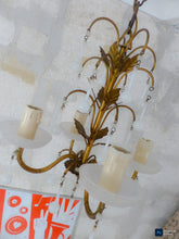 Load image into Gallery viewer, Antique Chandelier White Opaline Drops Cup Beads 1930 Murano Rare 4 lights RARE
