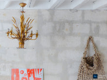Load image into Gallery viewer, Gorgeous Gilded Chandelier Ceiling 70's Hollywood Regency Mid Century Wheat KOGL
