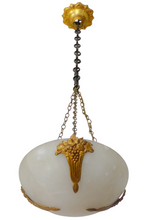 Load image into Gallery viewer, 1900 Gorgeous Antique French Alabaster Chandelier Ceiling Gilded Bronze Hall
