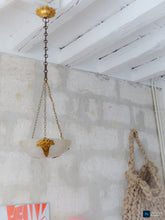 Load image into Gallery viewer, 1900 Gorgeous Antique French Alabaster Chandelier Ceiling Gilded Bronze Hall
