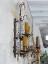 Load image into Gallery viewer, BACCARAT 19TH Gorgeous PAIR Wall Light Clear Crystal Drop Sconces 5 Fires RARE
