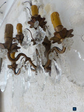 Load image into Gallery viewer, BACCARAT 19TH Gorgeous PAIR Wall Light Clear Crystal Drop Sconces 5 Fires RARE

