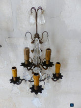Load image into Gallery viewer, BACCARAT 19TH Gorgeous PAIR Wall Light Clear Crystal Drop Sconces 5 Fires RARE
