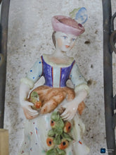 Load image into Gallery viewer, Gorgeous Antique PAIR Wall Light Clear Prisms Flowers Sconces Porcelain Figurine
