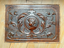 Load image into Gallery viewer, 24" Antique French Hand Carved Walnut Wood Panel Classic Woman Medallion 19TH
