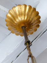 Load image into Gallery viewer, Gorgeous Wheat Leaf Italian Gilt Tole &amp; Wood Chandelier 1980's Ceiling
