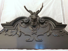 Load image into Gallery viewer, XL Antique Hand Carved Black Forest Pediment RARE 31&quot; Hunting Horns Stag 19th
